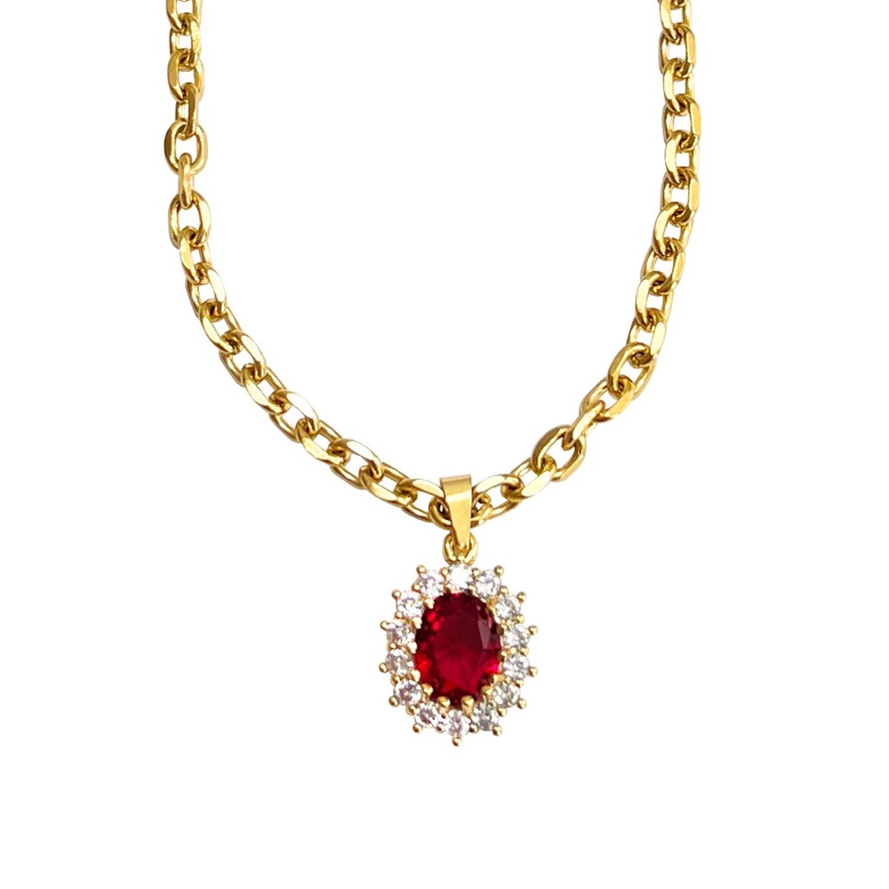 18k Gold Plated Ruby Necklace
